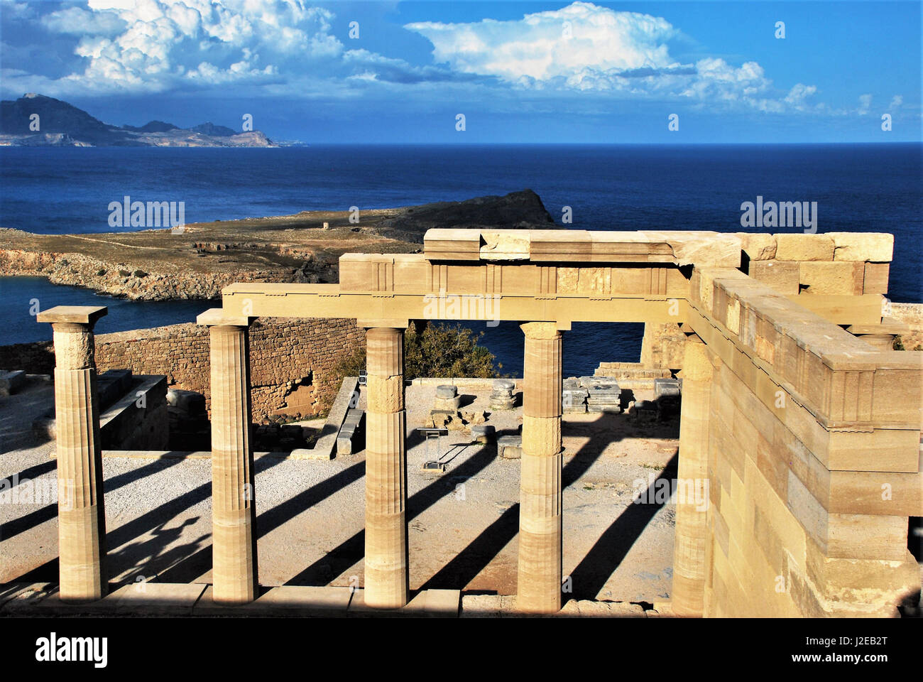 Acrópolis de Lindos, la isla de Rodas, Grecia Foto de stock