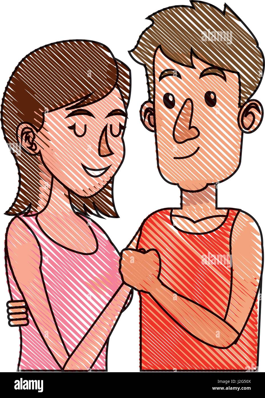 Relación de pareja abrazada dibujo juntos Imagen Vector de stock - Alamy