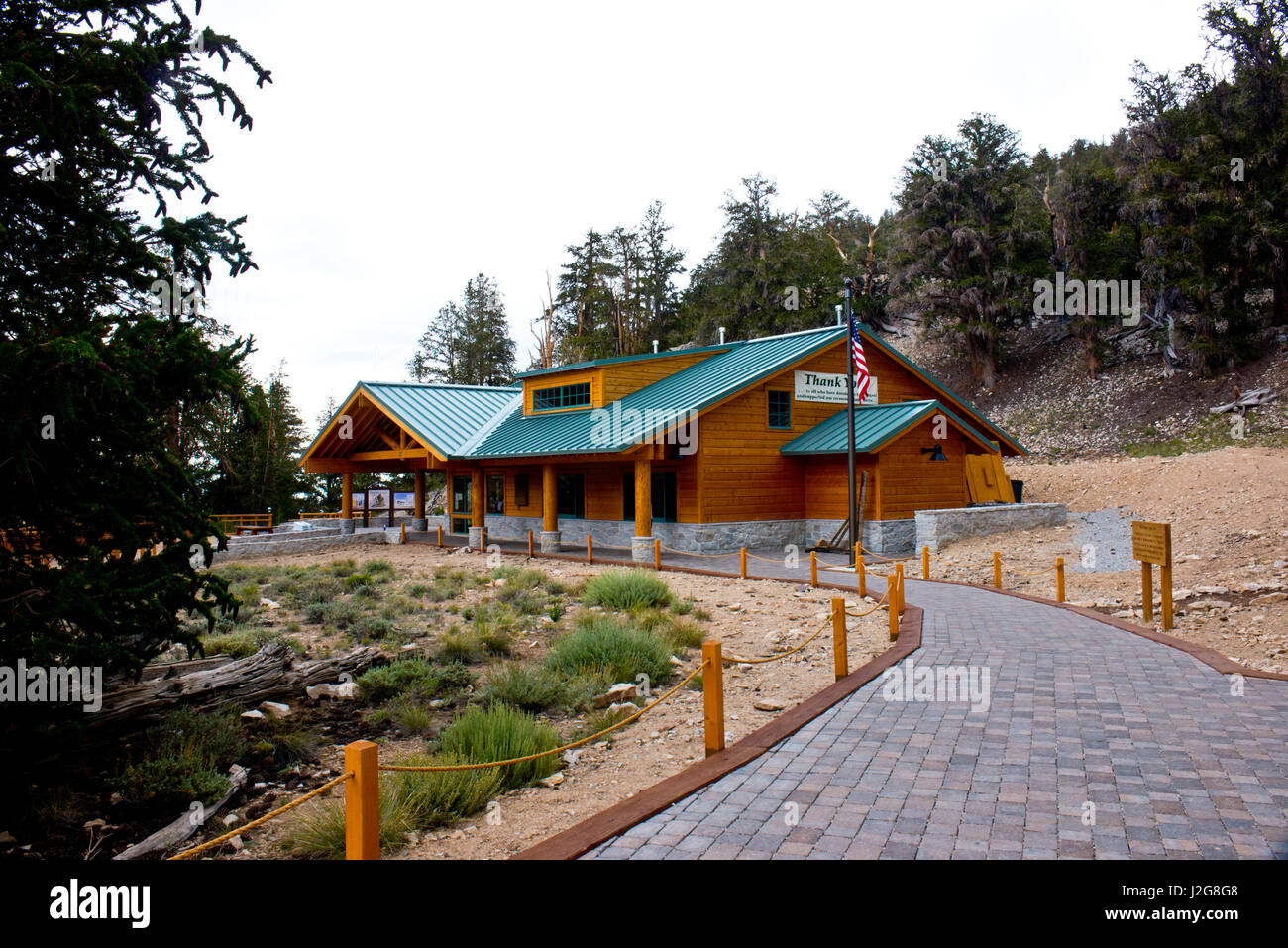 California, Estados Unidos, Owen Valley, blancas montañas, bosque nacional Inyo, Shulman Grove Visitor Center (de gran formato tamaños disponibles) Foto de stock