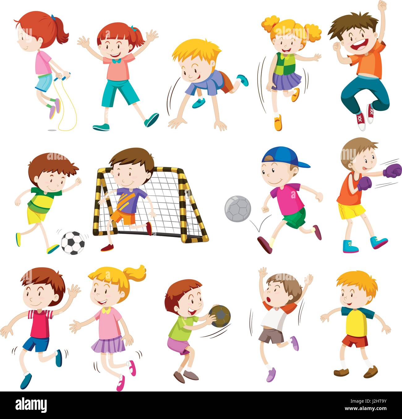 Los niños y las niñas en diferentes acciones ilustración Imagen Vector de  stock - Alamy