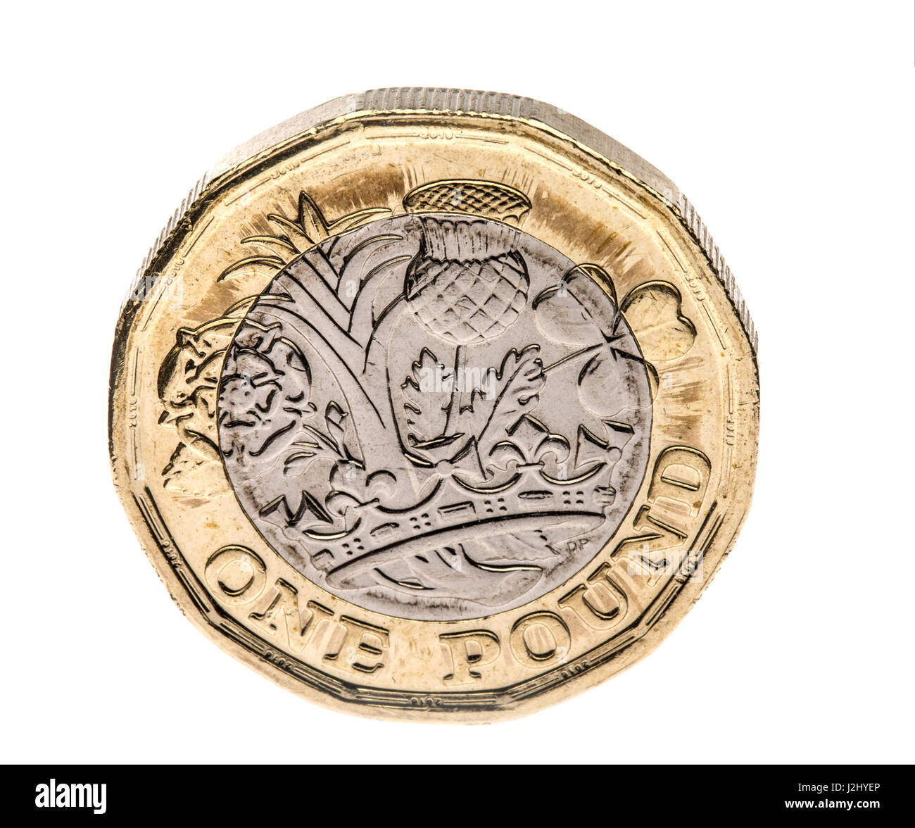 Nueva moneda libra aislado sobre un fondo blanco. Foto de stock