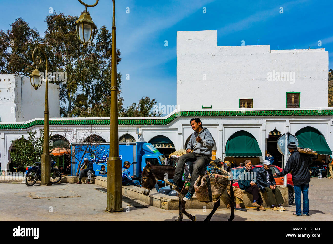 Ambiente popular. Moulay Idriss. Meknes, Marruecos, Norte de África Foto de stock