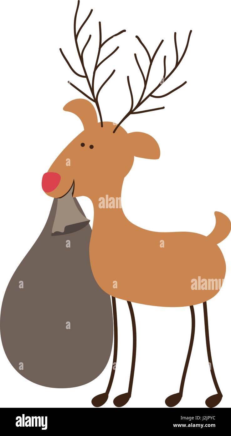 Silueta de color caricatura de reno con bolsa de regalo de navidad Imagen  Vector de stock - Alamy