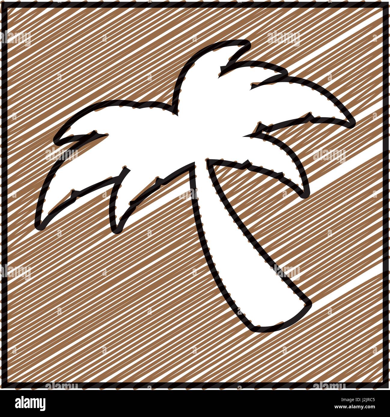 Dibujo a Lápiz de color bastidor cuadrado con icono de palmera Imagen  Vector de stock - Alamy