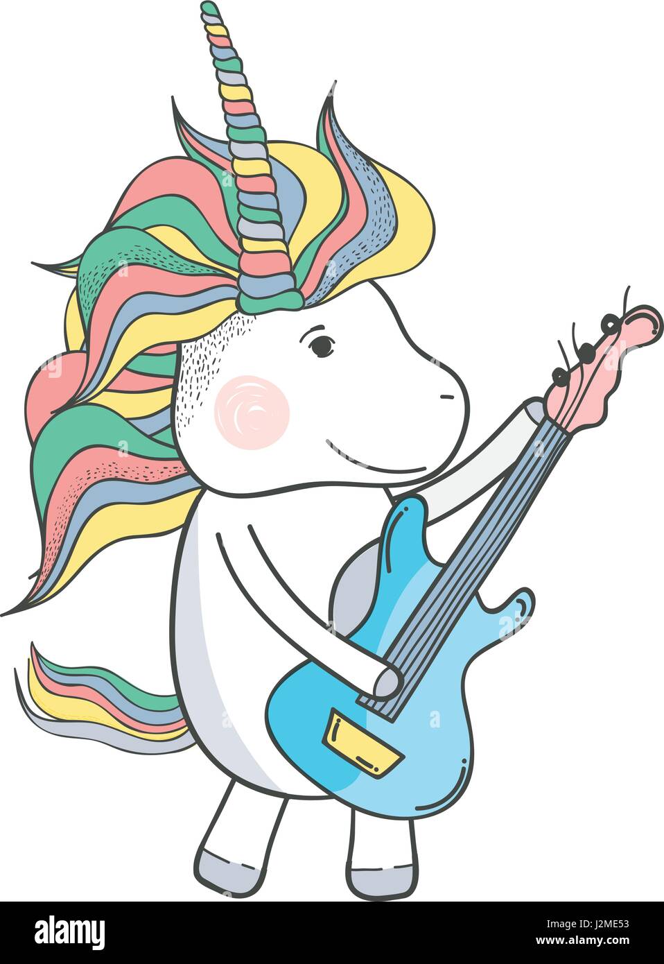 Tocar la guitarra instrumento precioso unicornio Imagen Vector de stock -  Alamy