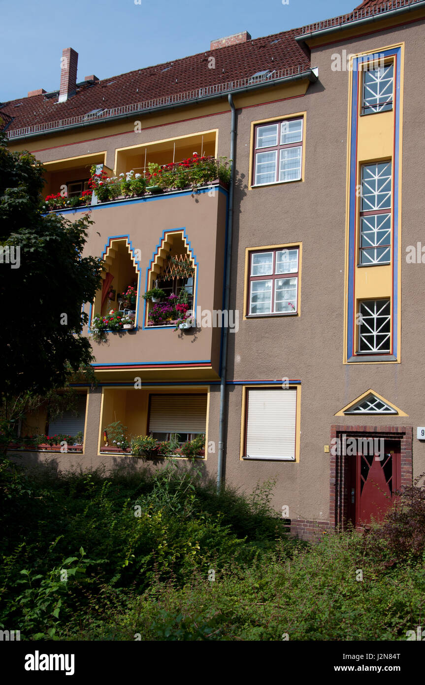 Exressionistische Wohnsiedlung/Modernistische Architektur, Paddenpuhl, Reinickendorf, Berlín Foto de stock