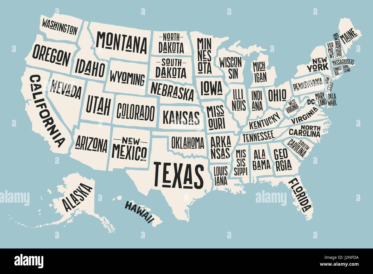 Usa Map States Names Fotografías E Imágenes De Alta Resolución Alamy 