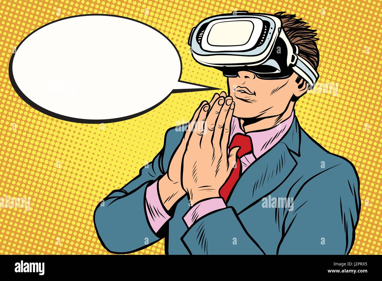 Oración de VR realidad, religión y tecnología Ilustración del Vector