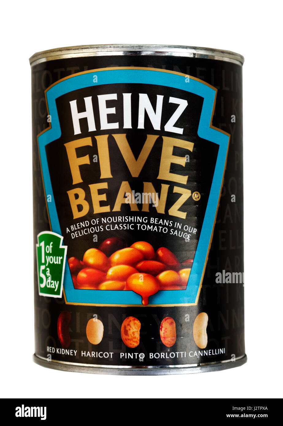 Una lata de Heinz Beanz cinco Foto de stock