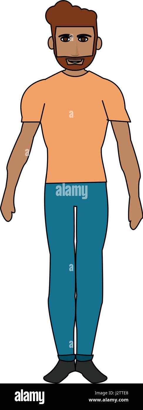 Color de cuerpo completo de dibujos animados imagen de hombre con barba  Imagen Vector de stock - Alamy