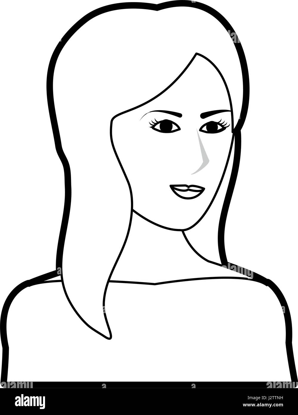 Cartoon silueta negra mujer de medio cuerpo con el lado largo peinado  Imagen Vector de stock - Alamy