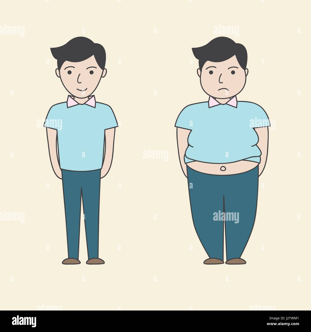 Hombre Slim Fat, vector de dibujos animados Imagen Vector de stock - Alamy