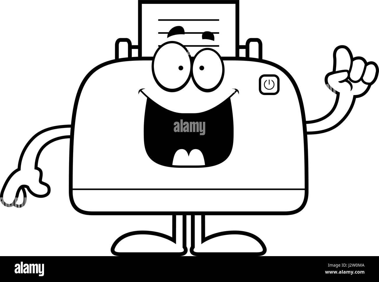 Una caricatura de la ilustración de una impresora con una idea Imagen  Vector de stock - Alamy
