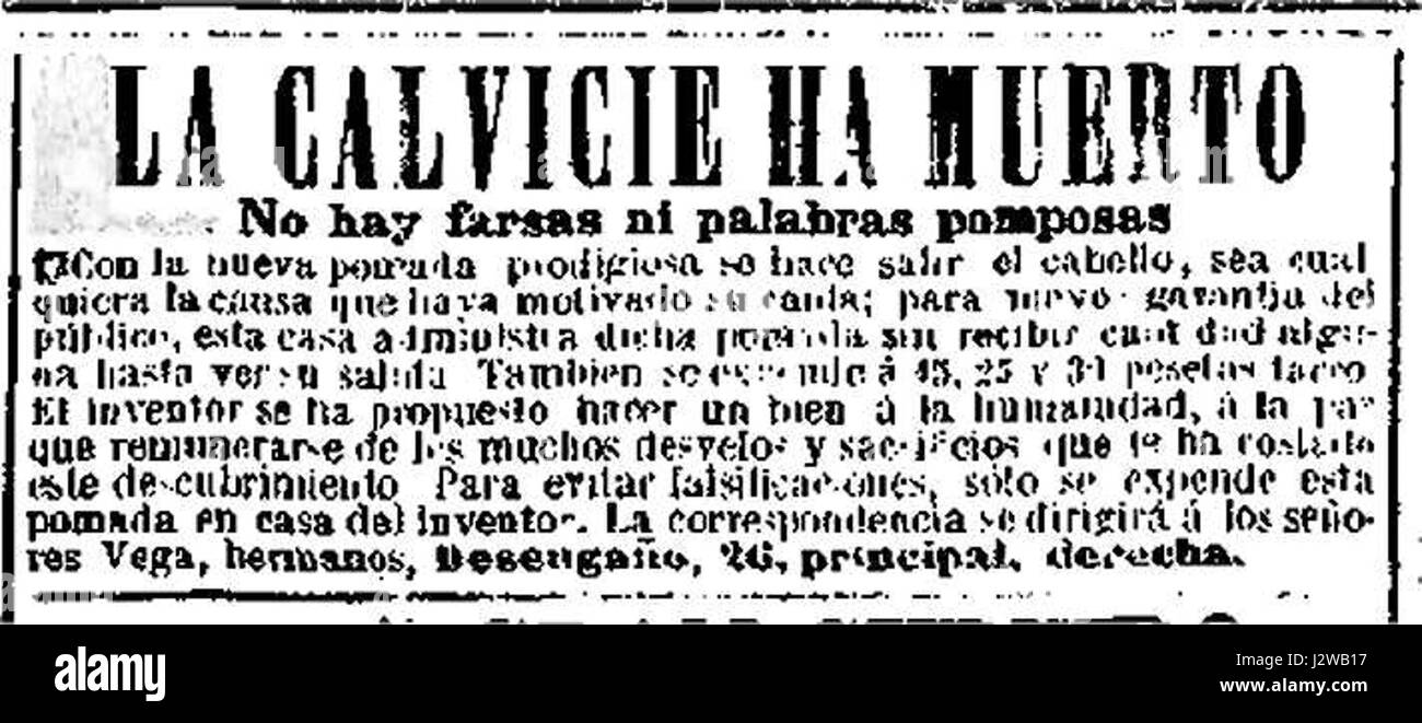 1887-01-26-la-calvicie-ha-muerto Foto de stock