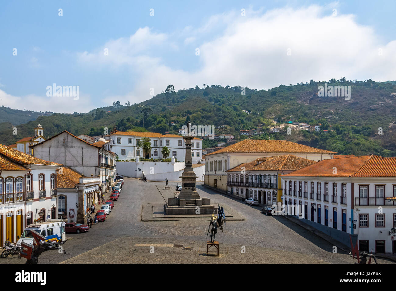 La Plaza Tiradentes - Ouro Preto, Minas Gerais, Brasil Foto de stock