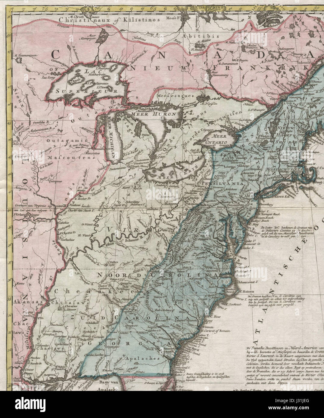 Un viejo mapa de América del Norte, en francais Foto de stock