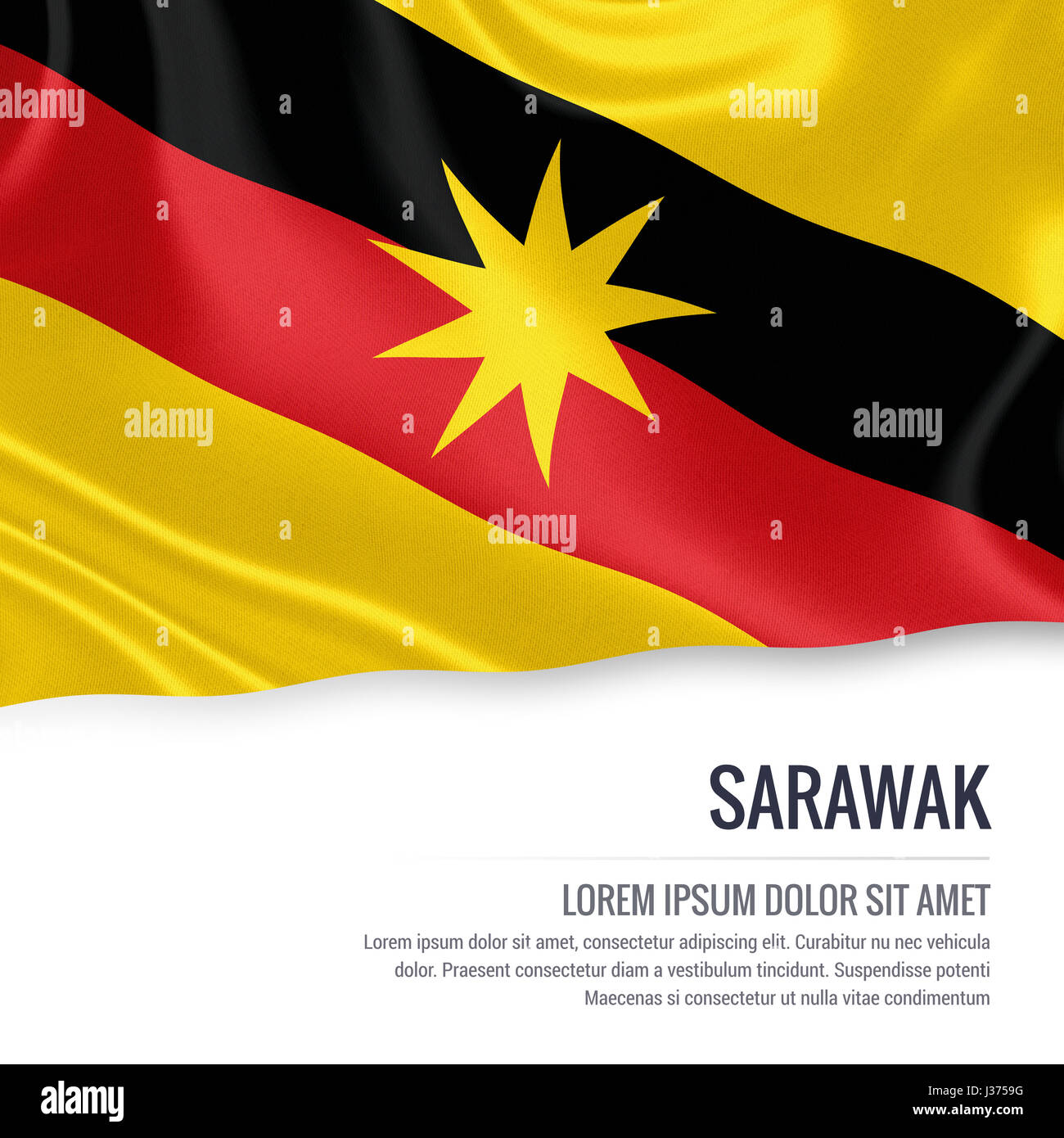 Sarawak bandera. Bandera del estado malayo de Sarawak ondeando sobre un