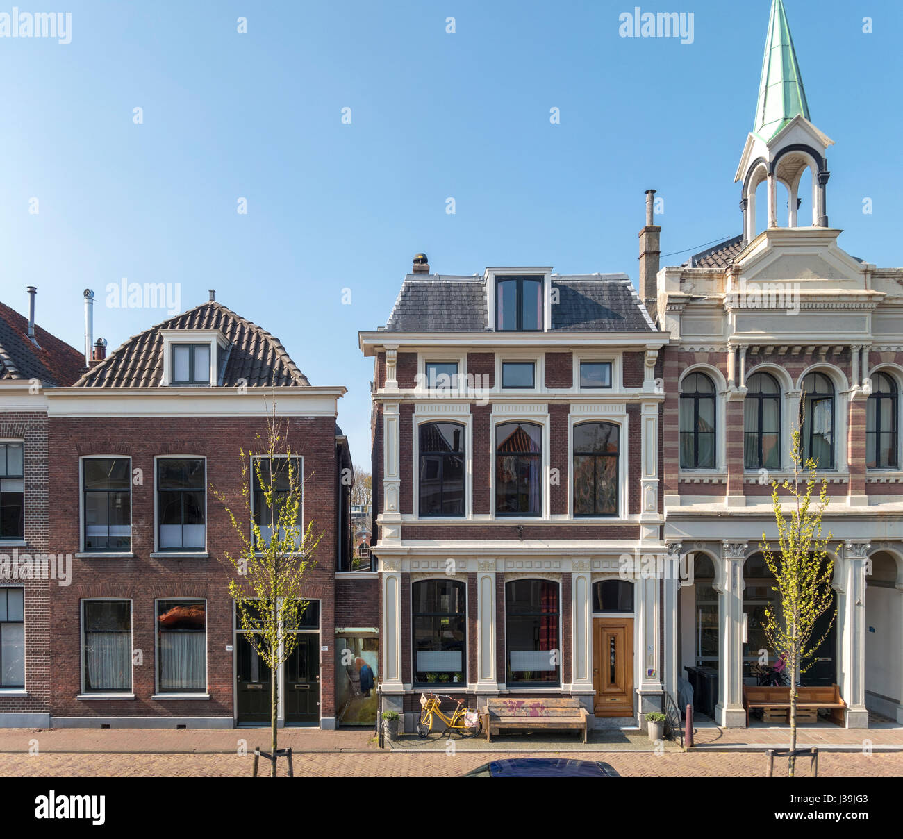 Vermeer de Delft la pequeña calle. Vlamingstraat 40 y 42 el original ubicación exacta de la calle poco o por Johannes Vermeer. Foto de stock