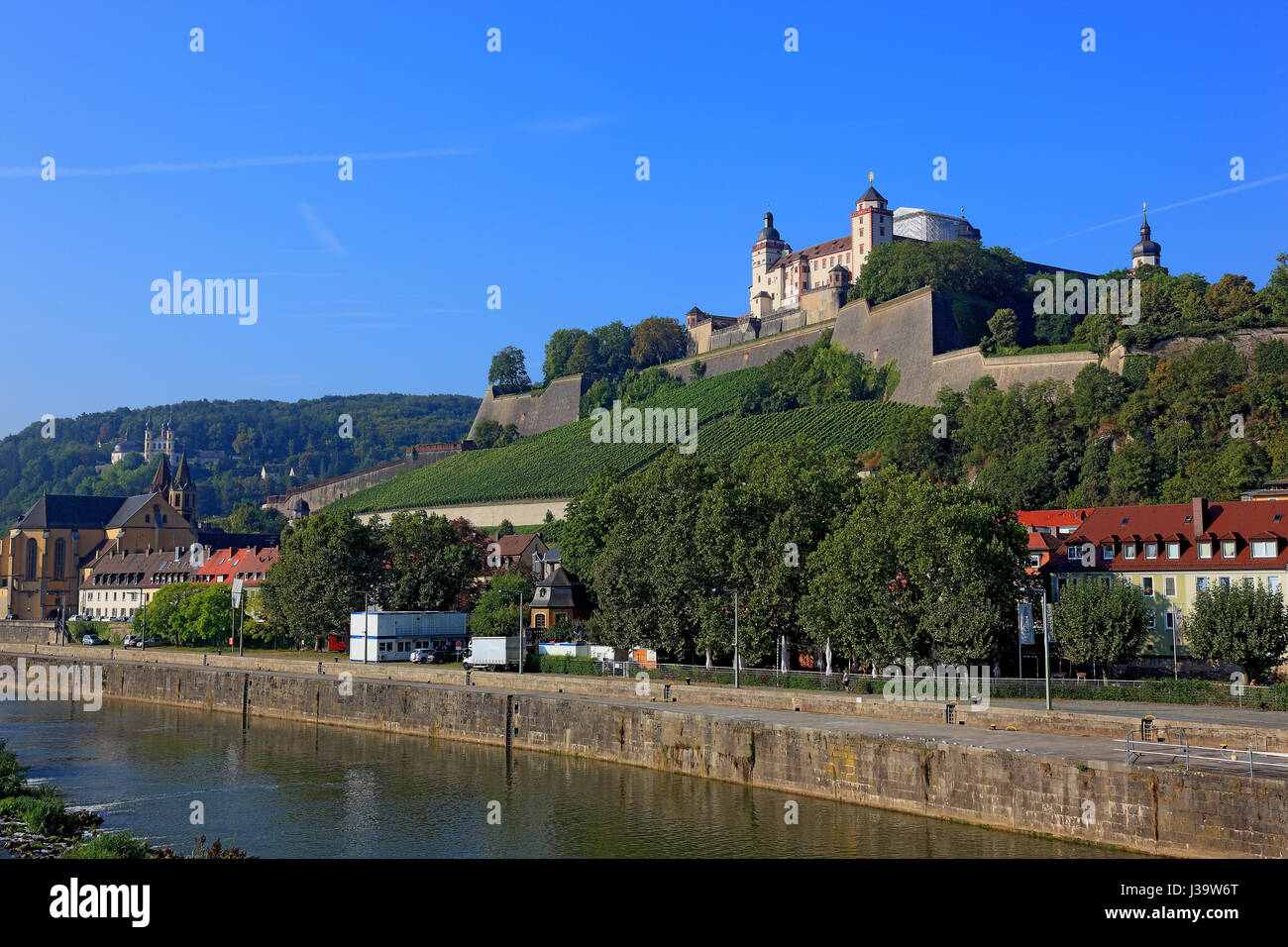 Deutschland, Unterfranken, Stadt Wuerzburg, die Festung Marienberg Foto de stock