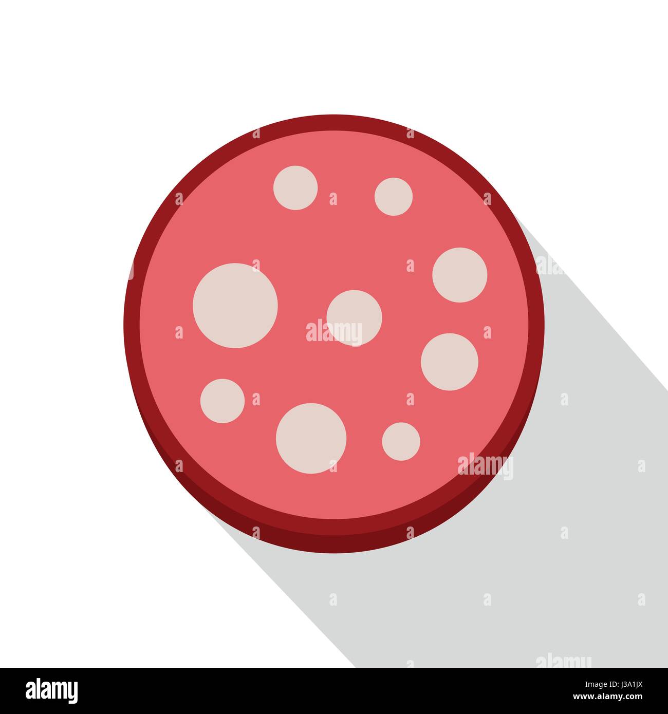 Rodaja de salami icono rojo, estilo plano Imagen Vector de stock Alamy