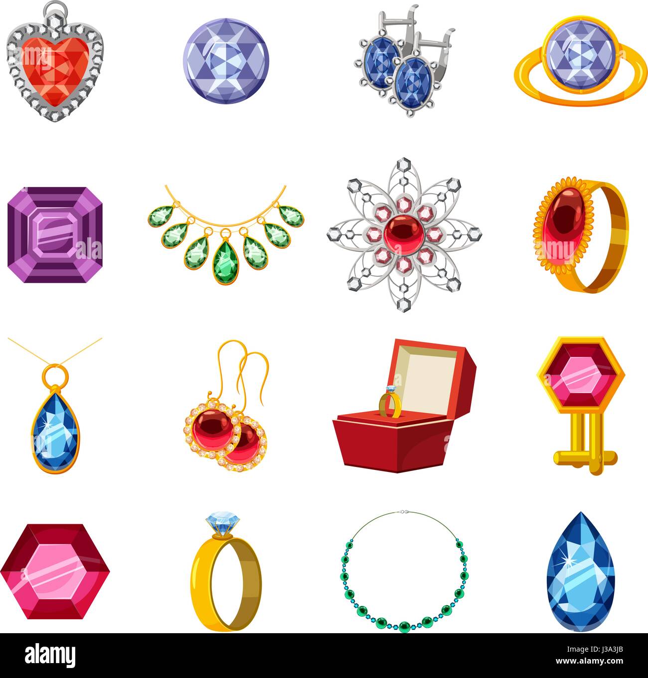 Colección de joyas, conjunto de iconos de estilo de dibujos animados Imagen  Vector de stock - Alamy