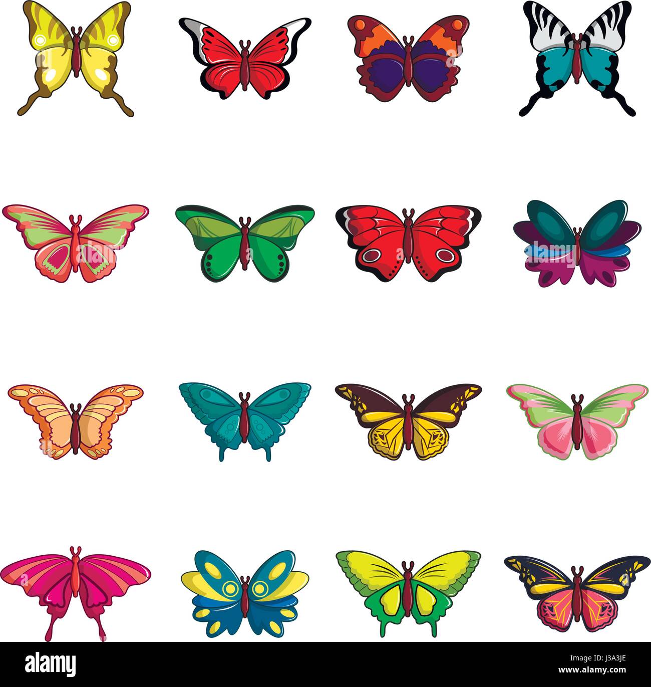 Colección De Mariposas Conjunto De Iconos De Estilo De Dibujos
