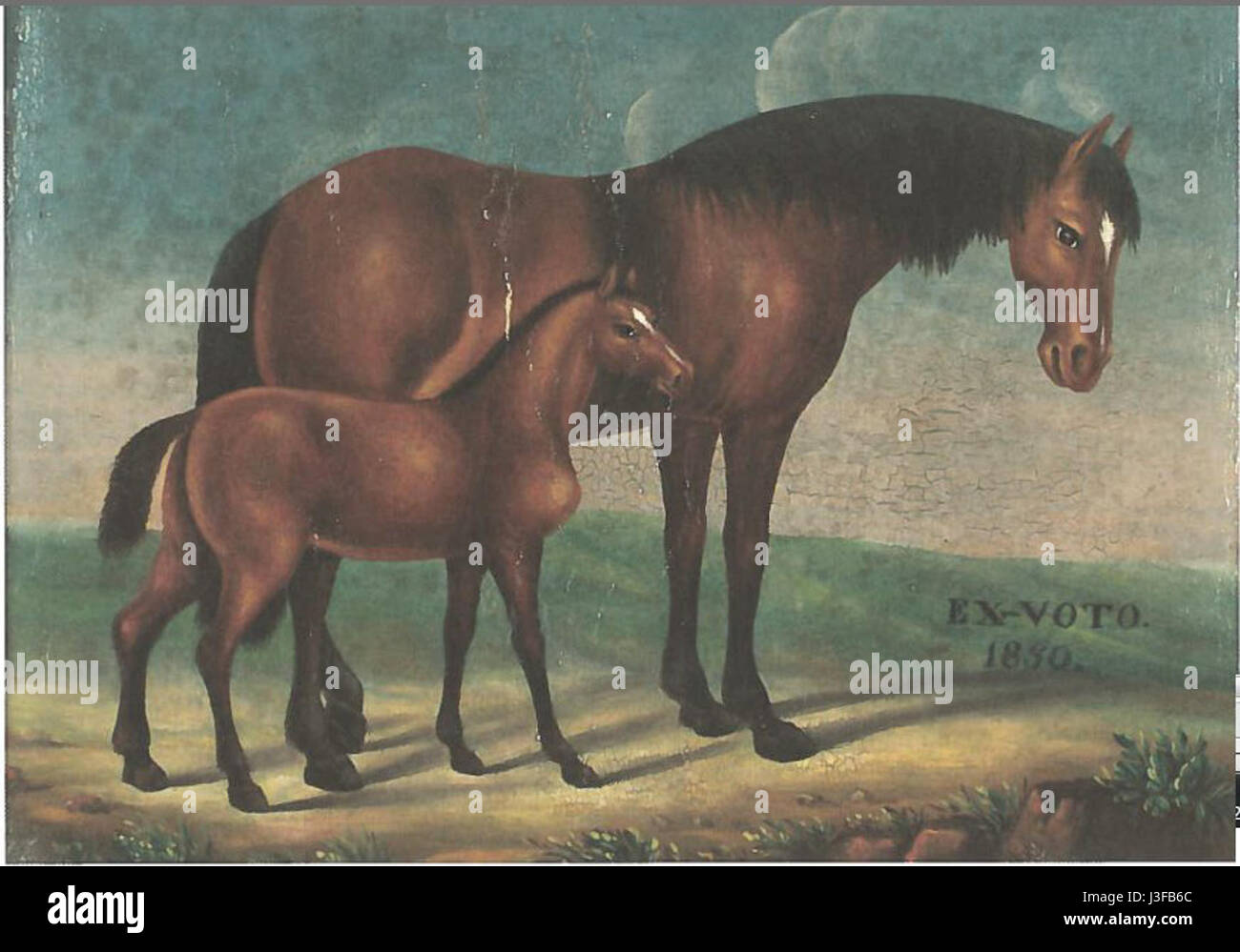 Franches Montagnes caballo ex voto 1850 Foto de stock