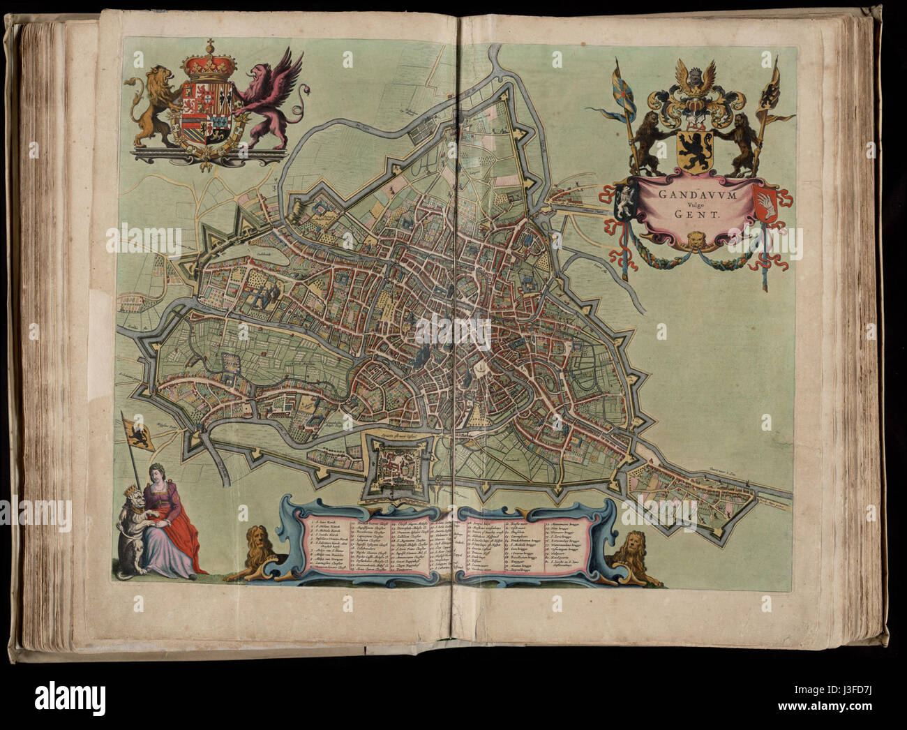 Flandria illustrata; mapa de Gante Foto de stock