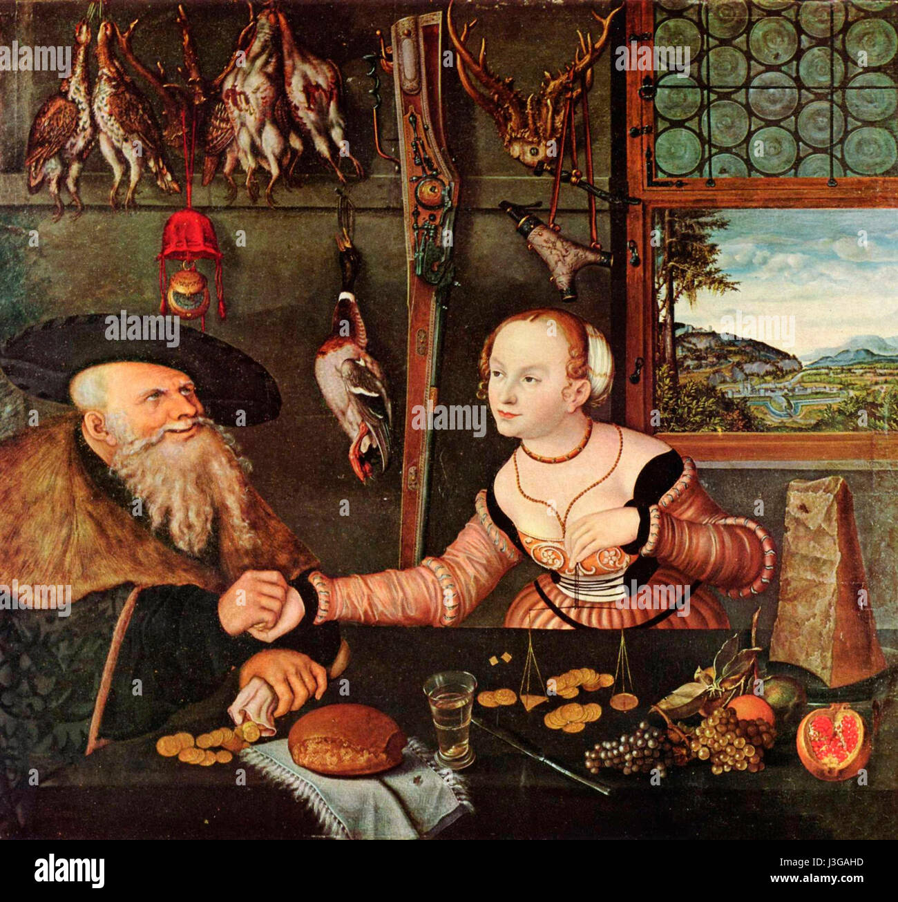 La falta de adecuación en pareja - 1532 - Lucas Cranach Foto de stock