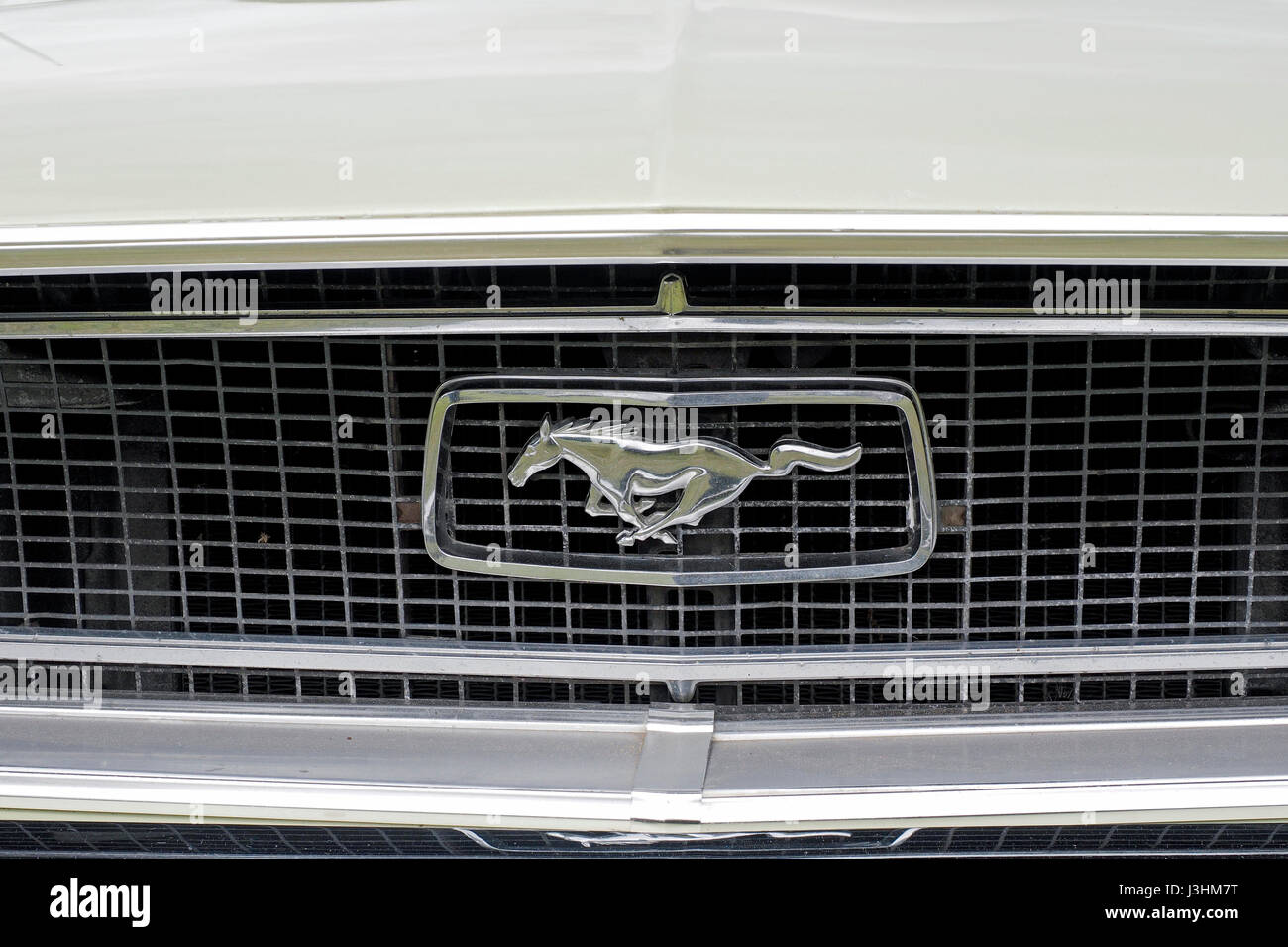 La parrilla del radiador Ford Mustang emblema desde el período 1964-1968 Foto de stock