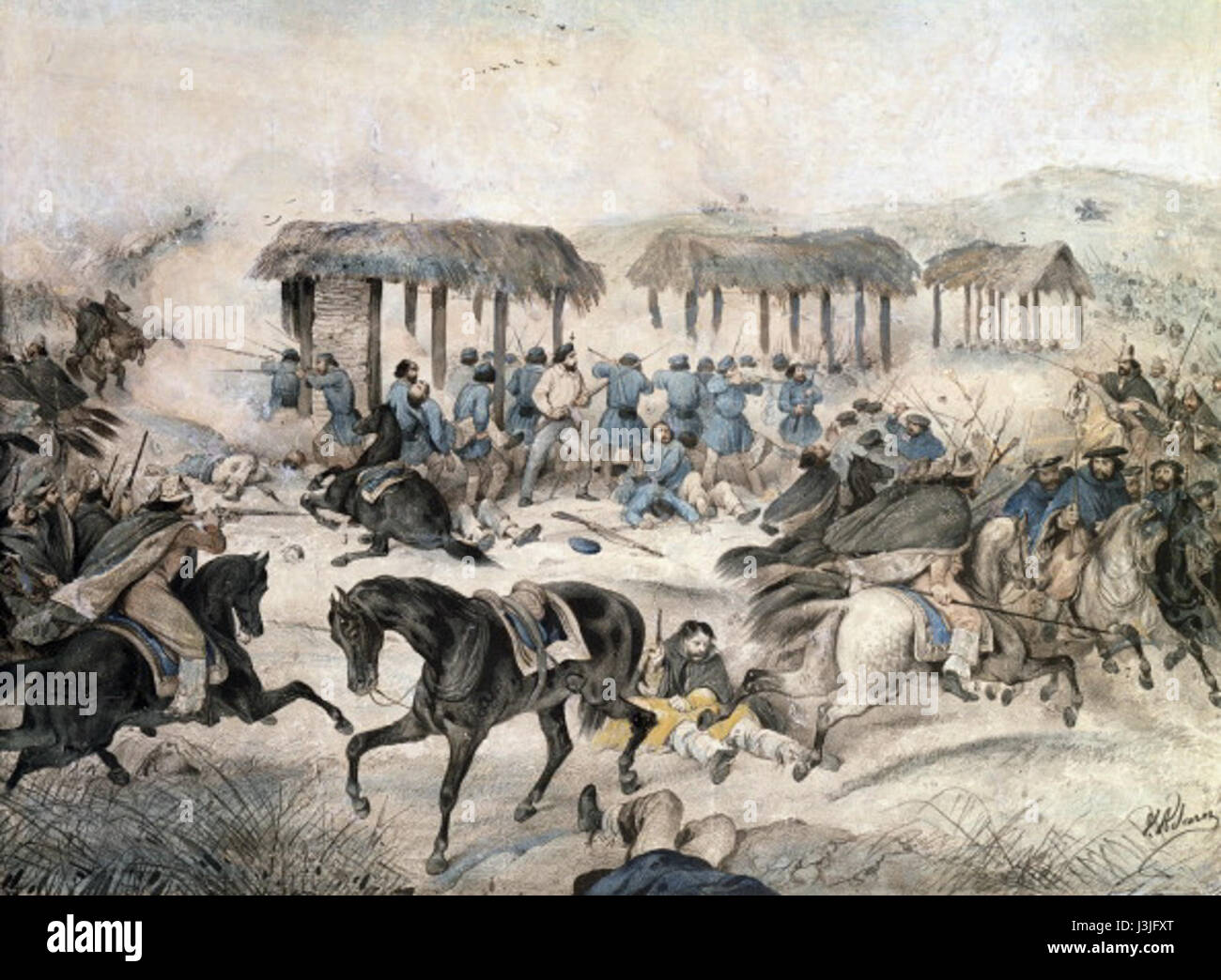 Giuseppe Garibaldi en la batalla de San Antonio Fotografía de stock Alamy