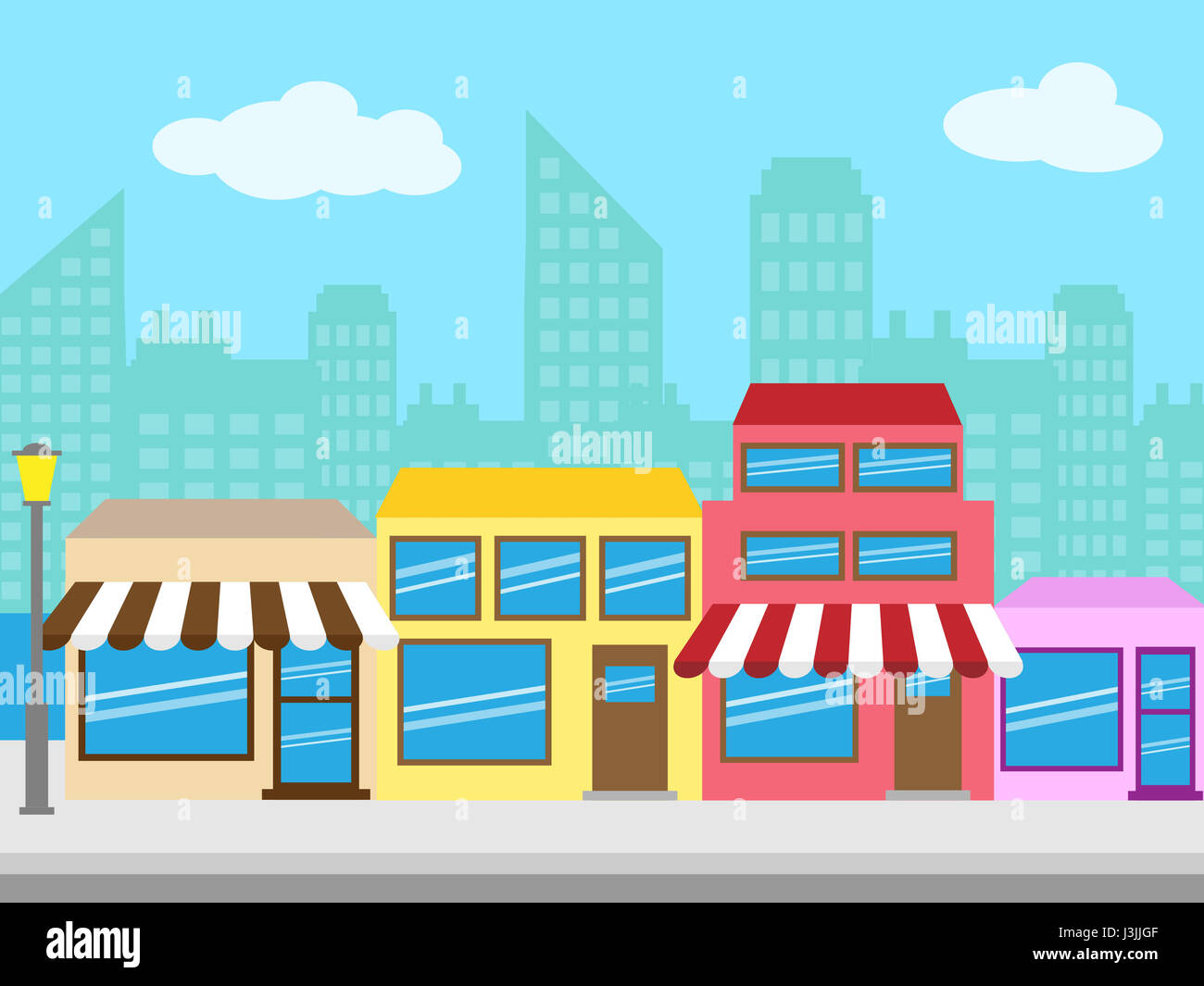 Calle comercial significado Tienda acera Ilustración 3d Fotografía de stock  - Alamy
