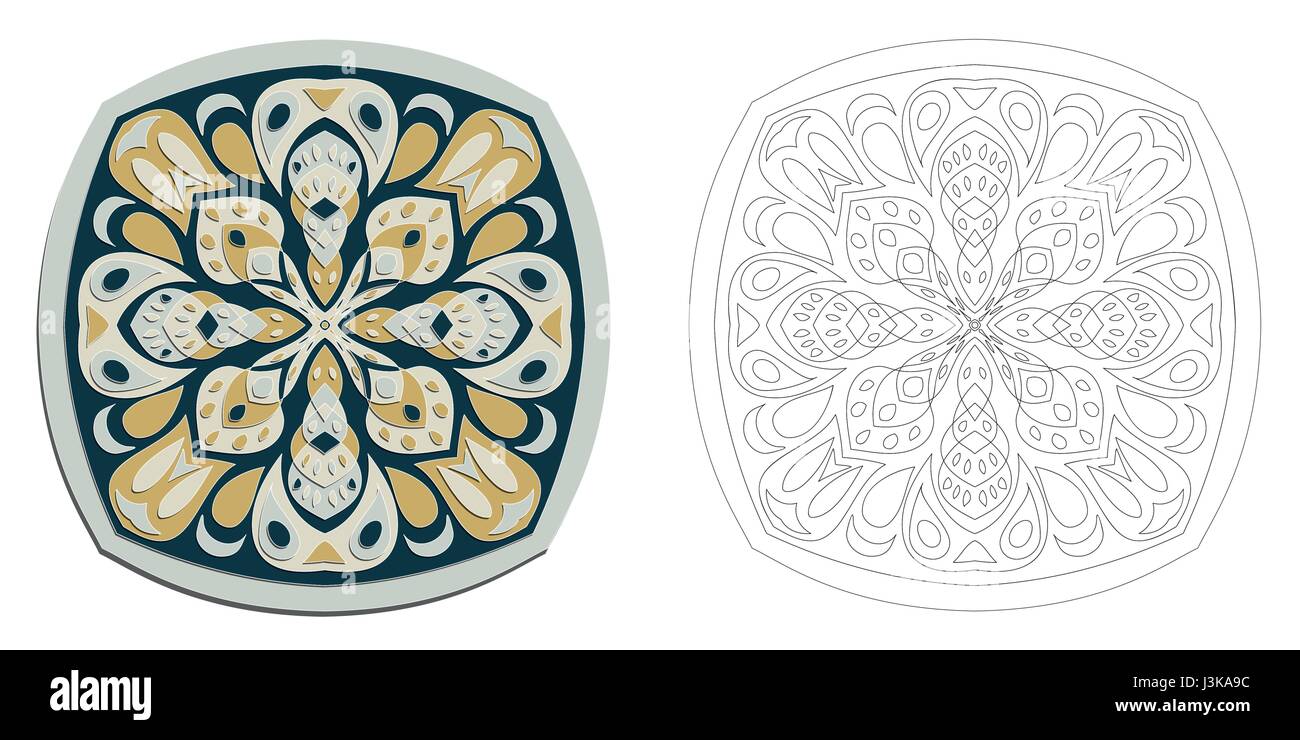 Mandala motif floral oriental fantasía creativa ilustración vectorial. Anti  Estrés primitivas de dibujo para colorear. Inspiración oriental un mosaico  colorido Imagen Vector de stock - Alamy