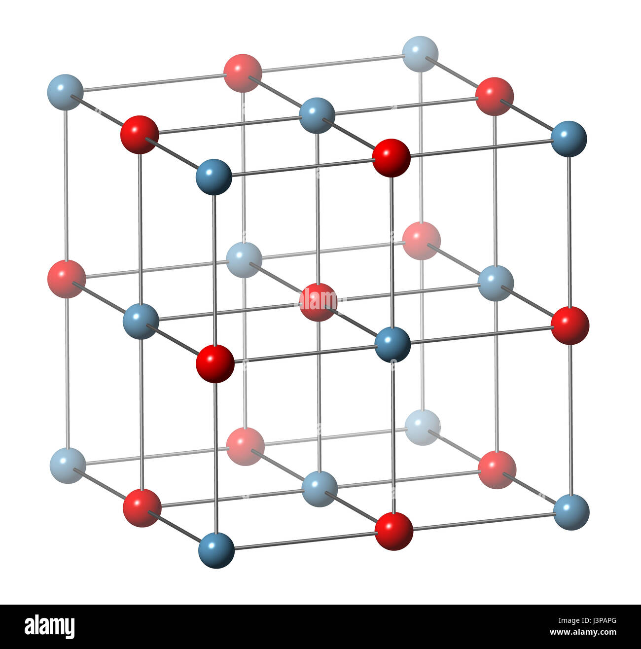 Óxido de calcio (CaO, cal, cal quemada), estructura de cristal. Ingrediente  esencial de cemento. Átomo de oxígeno se muestra como esferas rojas, calcio  como spher azul Fotografía de stock - Alamy