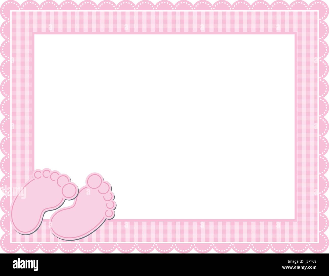 Marco de vichy para bebés: Marco con diseño de vichy con borde festoneado  diseñado en colores temáticos para bebés con bonitos detalles de pies para  bebés Imagen Vector de stock - Alamy