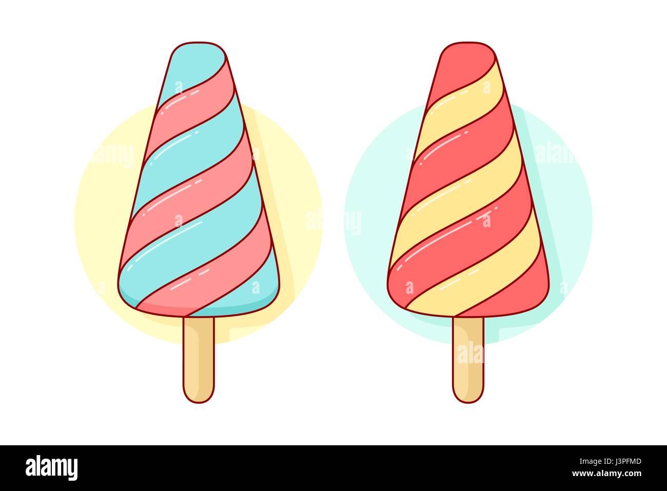 Colorido icono espiral helados diferentes paletas de color pastel en  gráfico de línea. Ilustración vectorial Imagen Vector de stock - Alamy