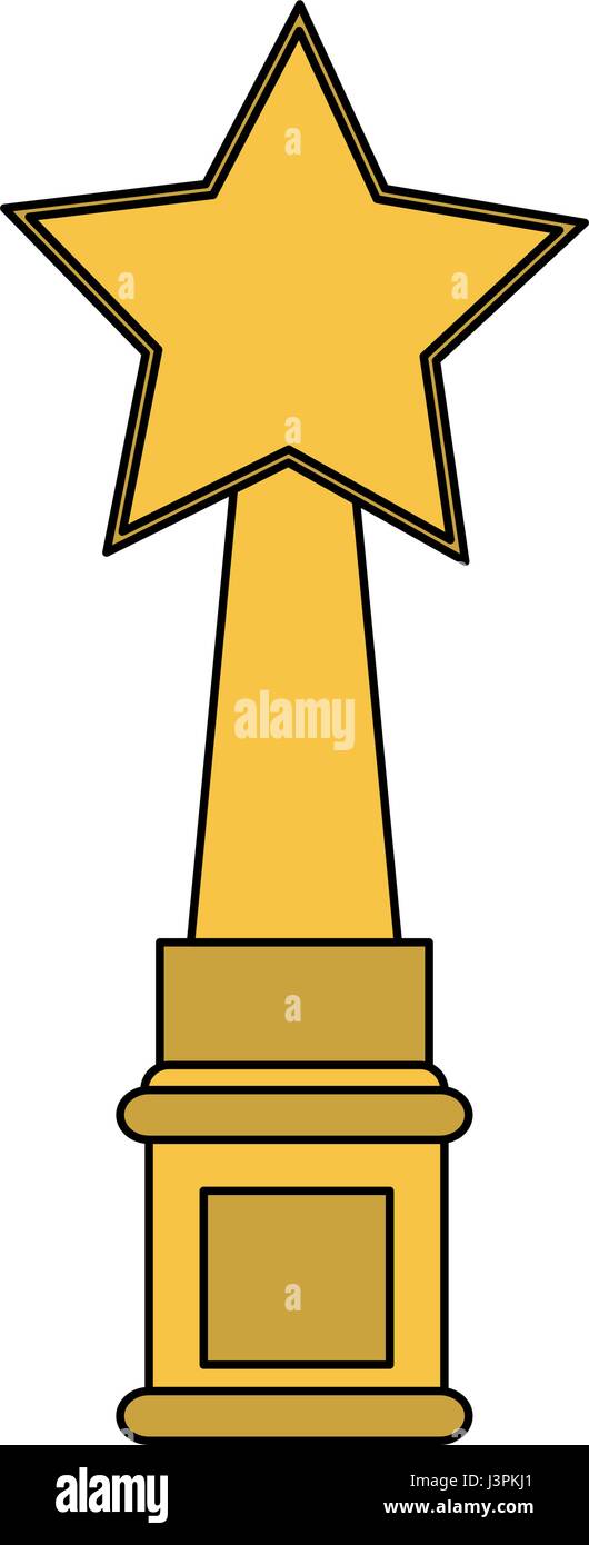  Dibujos animados imágenes en color dorado con un símbolo de trofeo estrella Imagen Vector de stock
