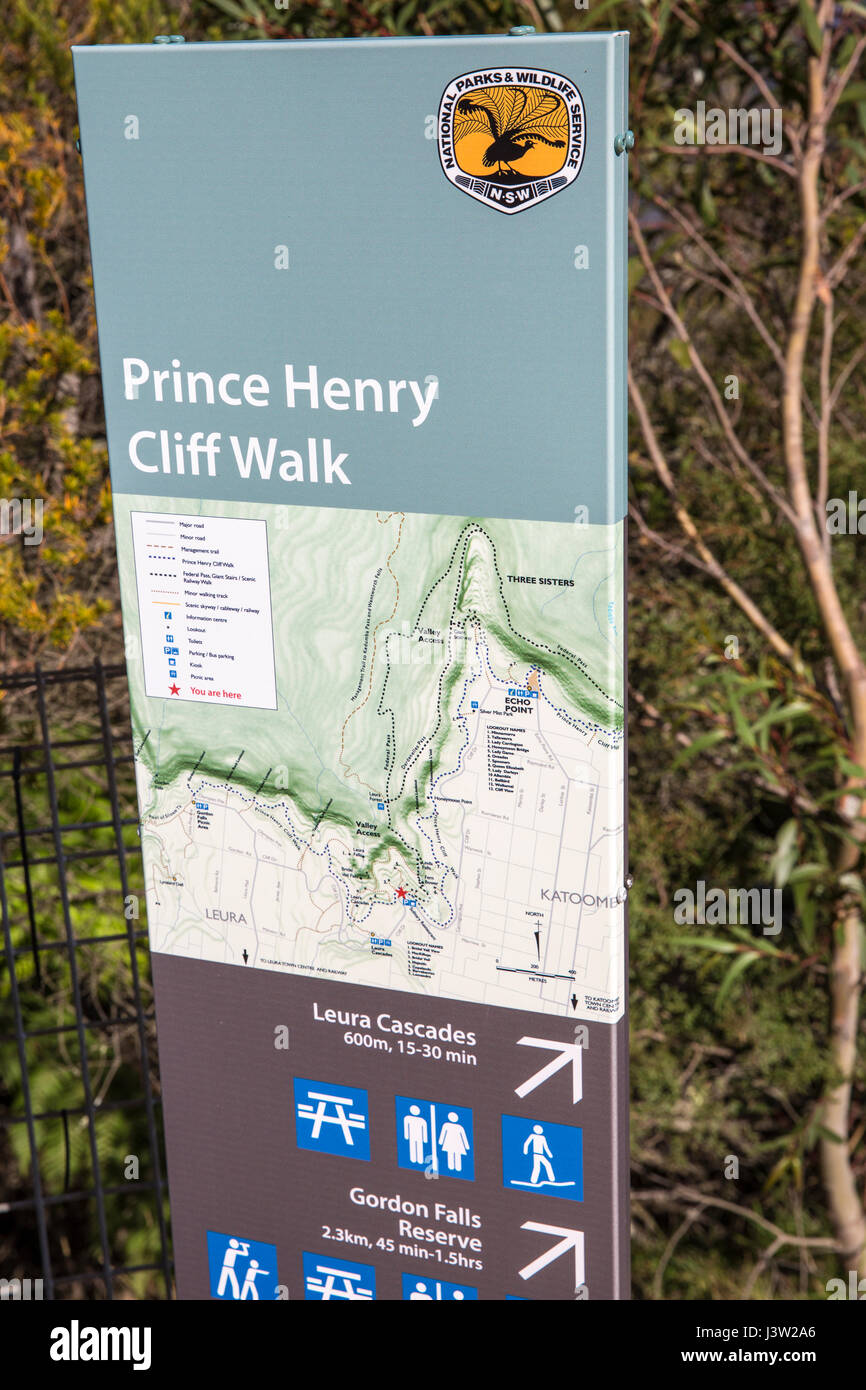 Prince Henry Cliff Walk en el parque nacional de las montañas Azules, Nueva Gales del Sur, Australia Foto de stock
