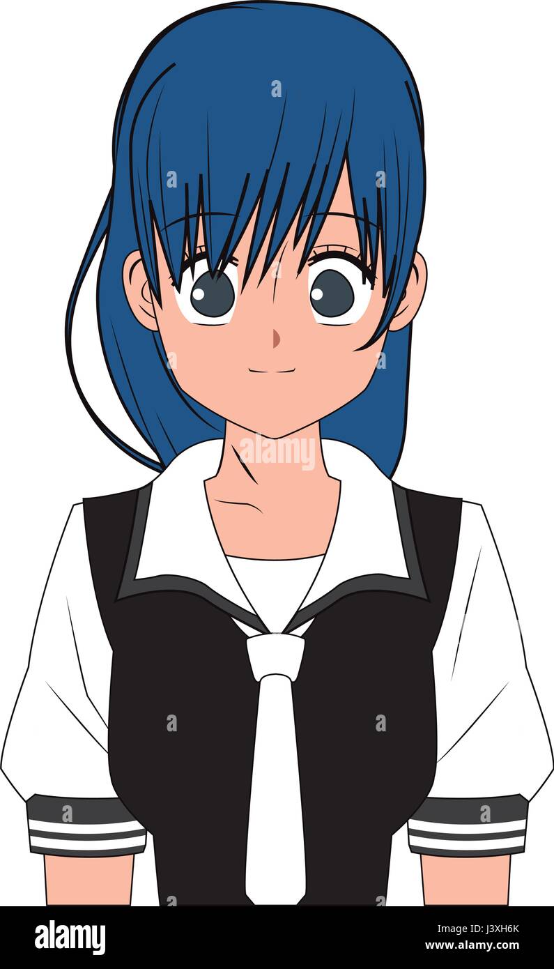 Punto muerto Conmemorativo Acercarse Chica anime comic imagen ropa de estudiante Imagen Vector de stock - Alamy