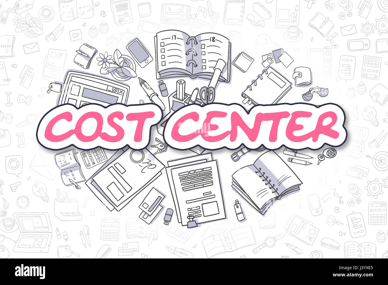 Centro de costo - Cartoon Magenta Inscripción. Concepto de negocio. Foto de stock