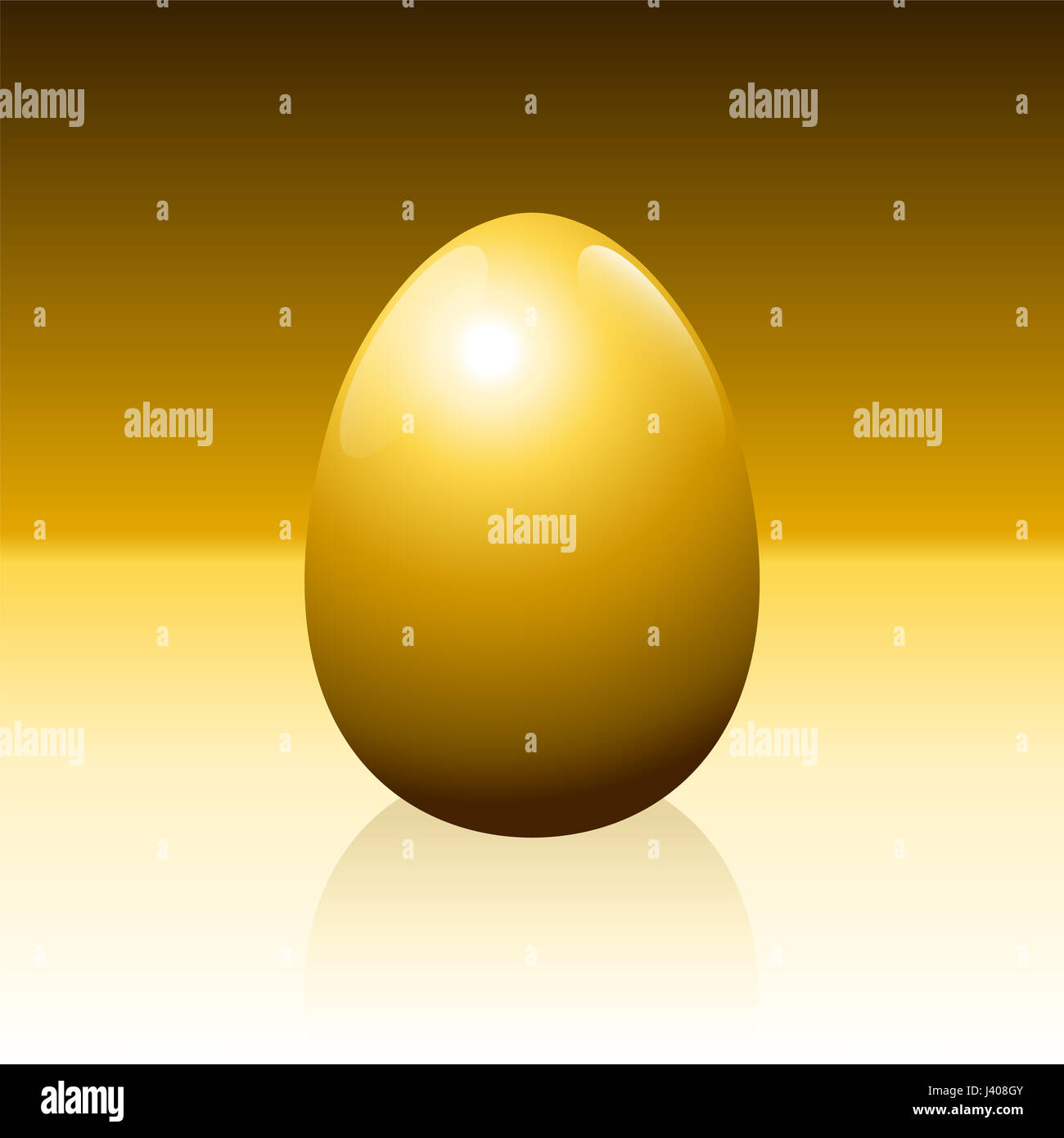 Huevo de oro sobre fondo dorado - idiom para alcanzar el éxito, la ganancia, la riqueza, la suerte financiera o cualquier otro negocio lucrativo cuestiones - Ilustración. Foto de stock