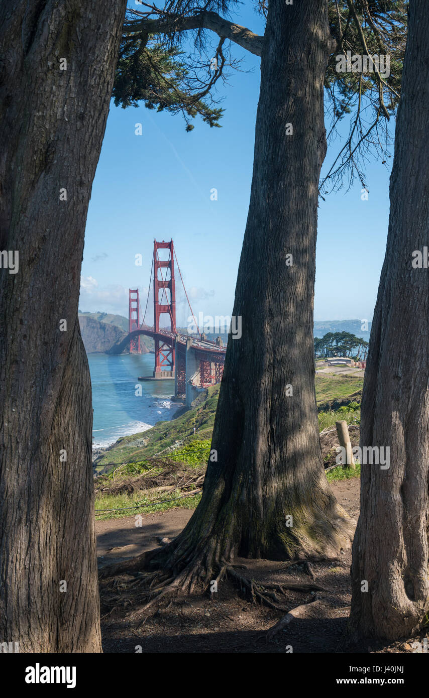 Marin y Golden Gate Bridge desde State Park Foto de stock