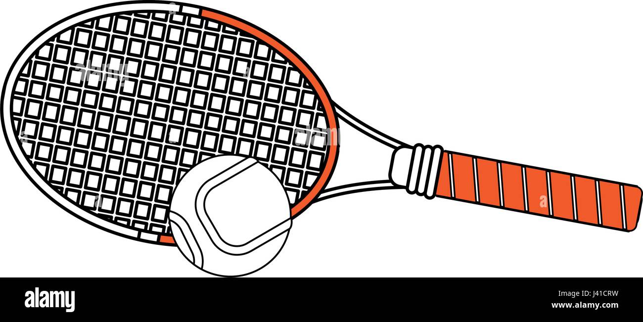 Silueta de color raqueta de tenis de dibujos animados con bola Imagen  Vector de stock - Alamy