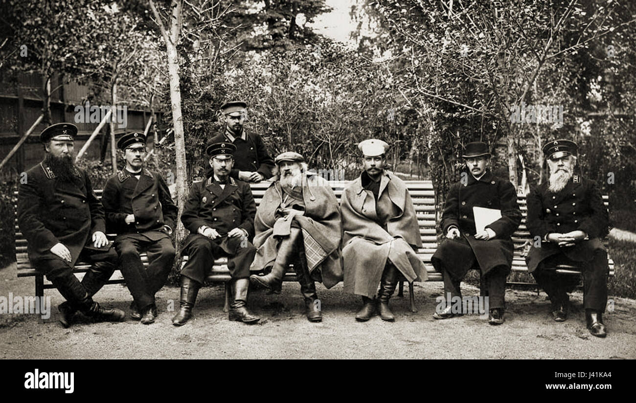 En Mendeleev Kushvinsk Metal Works en Ural Expedición 1899 Foto de stock