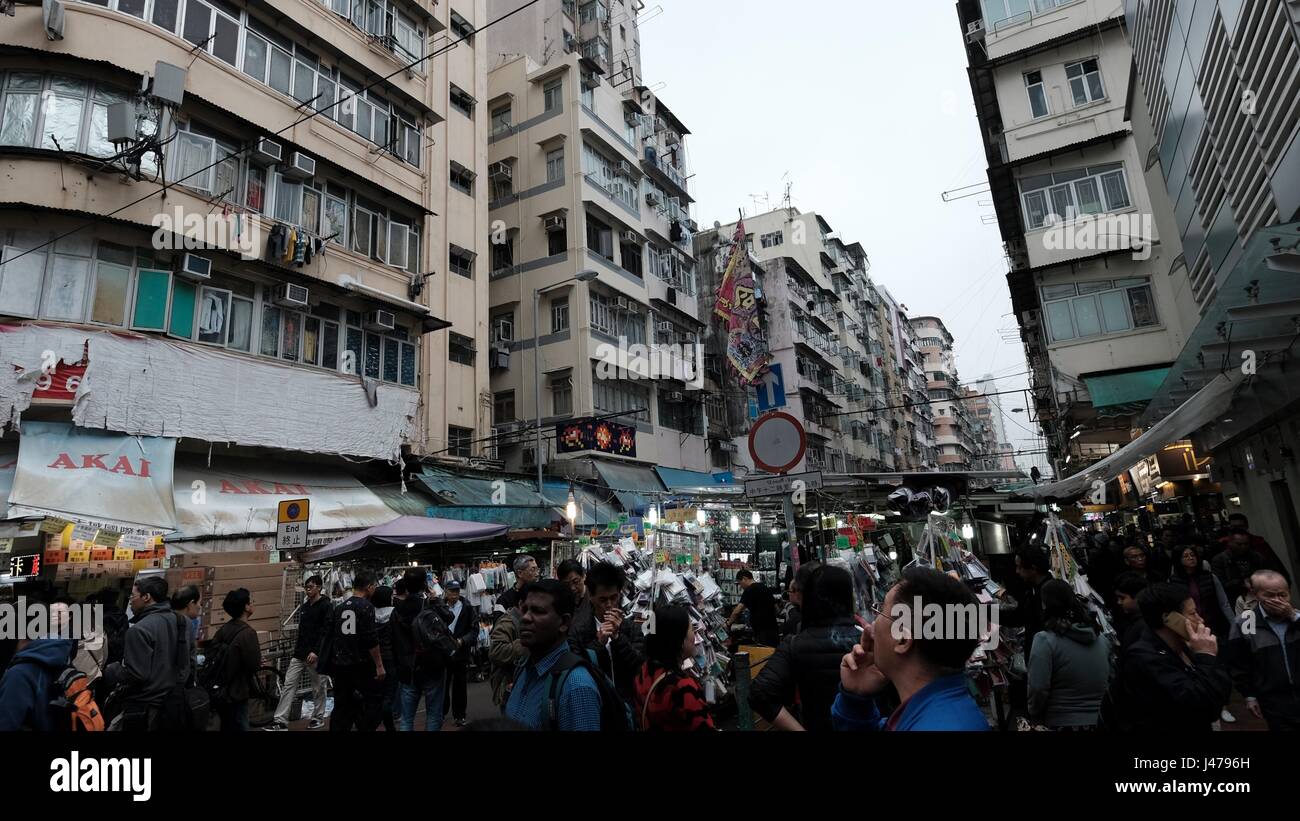 Sham Shui Po Apliu Street, Hong Kong Foto de stock