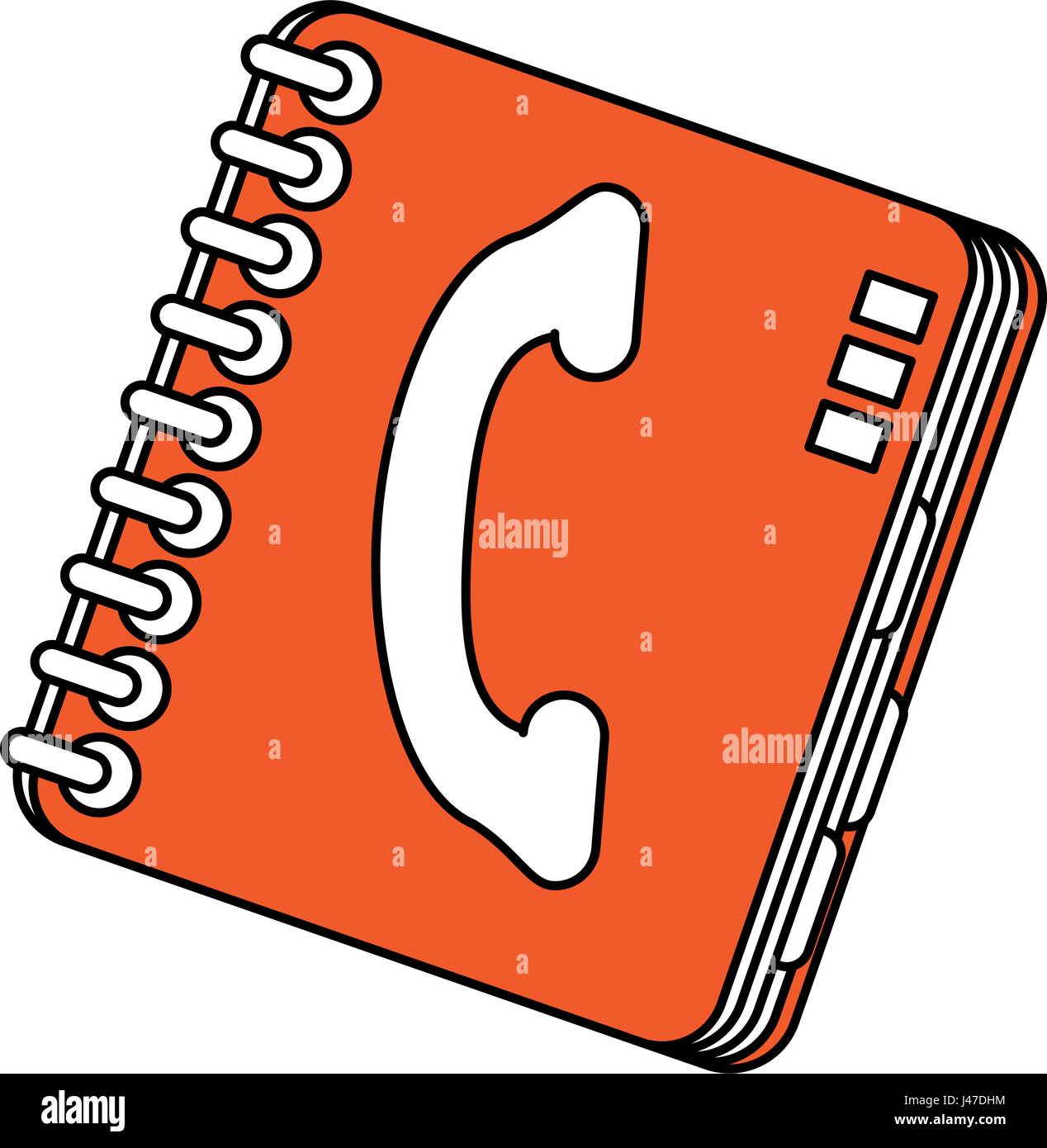La silueta de color naranja de dibujos animados con espirales de libreta de  teléfonos Imagen Vector de stock - Alamy