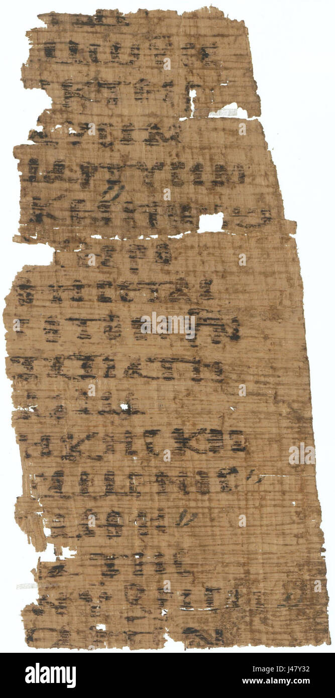 El papiro 79 Staatliche Museen zu Berlin inv. 6774 Epístola a los Hebreos 10,10 12,28 30 anverso Foto de stock