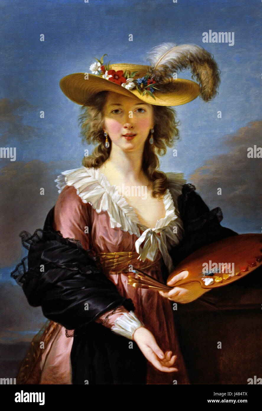 Autorretrato con sombrero de paja de 1782 Louise Elisabeth Vigee Le Brun 1755-1842 Francia Foto de stock