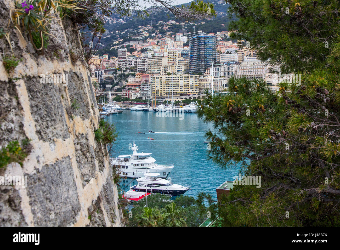 Una vista de Montecarlo del Fort Antoine, Monte Carlo, Mónaco. Foto de stock