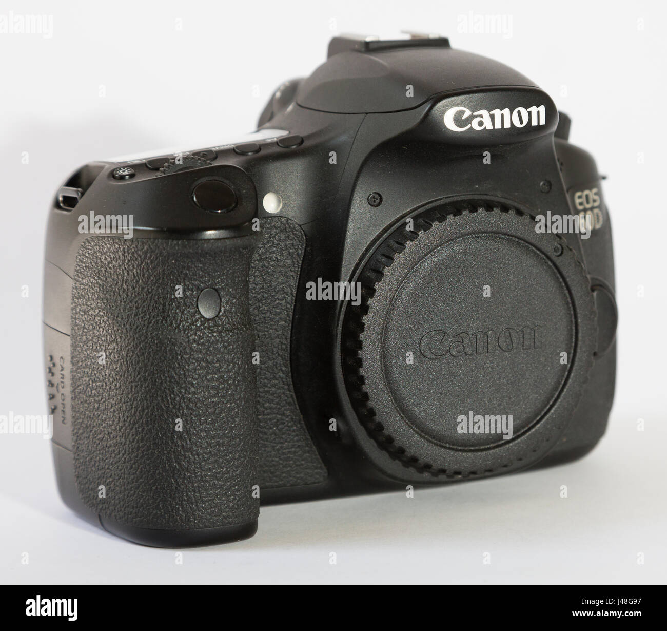 Canon EOS 60D cámara DSLR con lentes acopladas sobre fondo blanco  Fotografía de stock - Alamy
